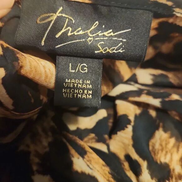 THALIA Sodi Ladies Split-Sleeve Leopard Print Dress - Size Large - Picture 5 of 6